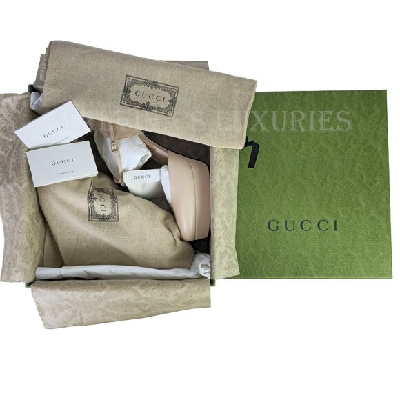 GUCCI SHOES PUMPS PINK LEATHER GG LOGO PLATFORM HIGH HEEL sz 40 10 - Picture 12 of 16